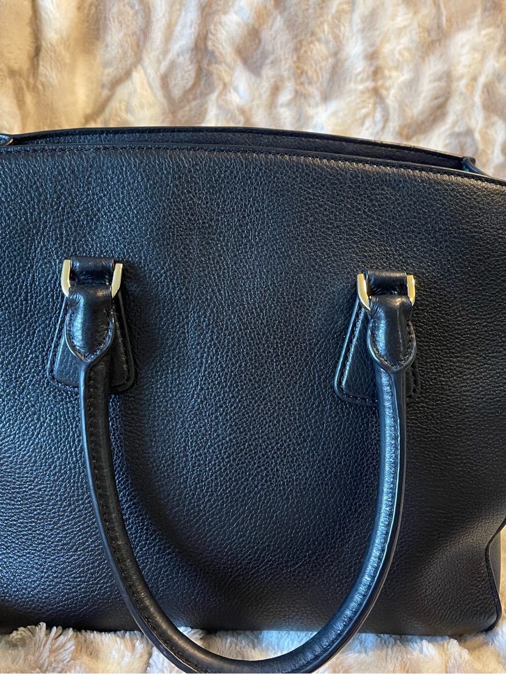 Michael Kors Black Leather Satchel with Gold Accents - Picture 6 of 14
